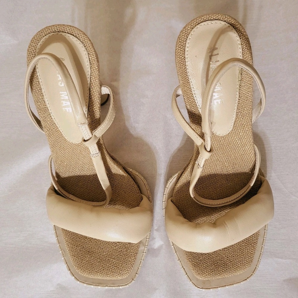 Alias Mae Ginny Square Toe Heel Cream EU 35 US 4.5 -5 Leather Upper Neutral - Picture 11 of 11